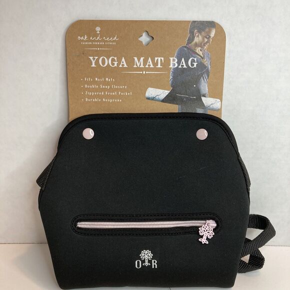 Oak Reed Yoga Mat Bag Black Neoprene Fits Most Mats Zippered Double Snap - Picture 1 of 6